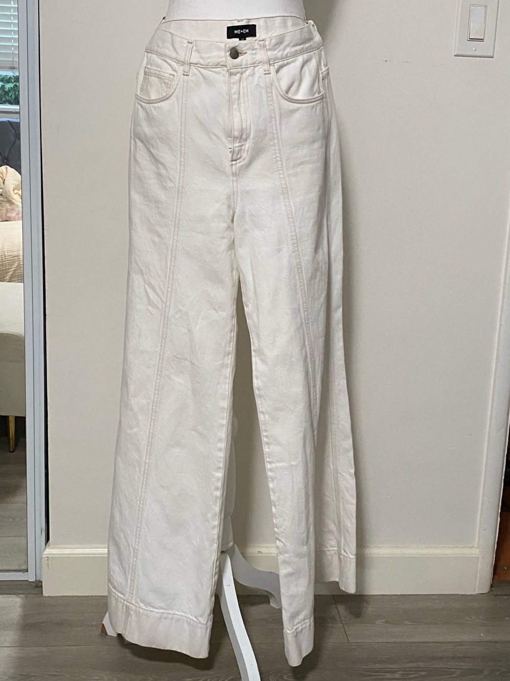 ME+EM Cream Wide-Leg High-Rise Italian Denim! Size 27